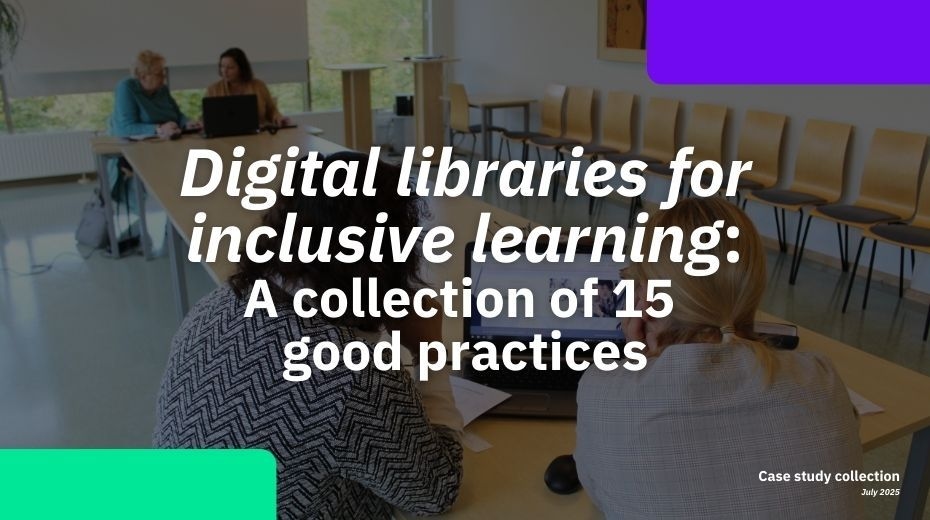 Cover image of the report “Digital libraries for inclusive learning: A collection of 15 good practices”